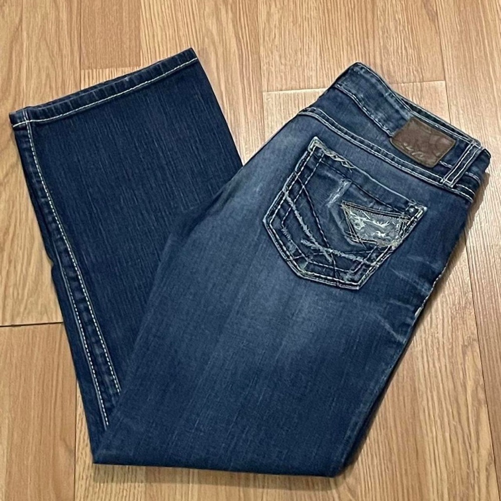BKE Stella Womens 27 (30x26) Relaxed Straight Fit Jeans Stretch Low Rise Western